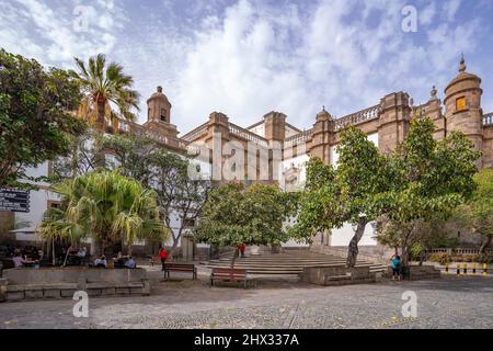 Blick auf Kathedrale Metropolitana und Plaza de El Cortado, Las Palmas, Gran Canaria, Kanarische Inseln, Spanien, Europa Stockfoto