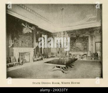 State Dining Room, White House aus dem Buch "The Washington Monument Illustrated; kompletter Führer und Geschichte; authentische Zahlen und Fakten; Bildstadt von Washington" von Ina Capitola Emery, Veröffentlicht 1913 Stockfoto