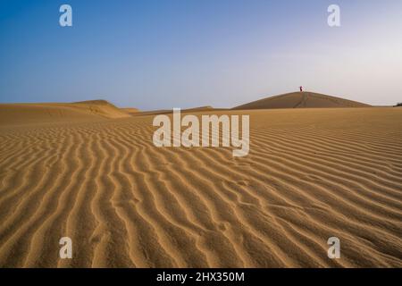 Blick auf Sand und Dünen in Maspalomas, Gran Canaria, Kanarische Inseln, Spanien, Europa Stockfoto