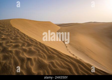 Blick auf Sand und Dünen in Maspalomas, Gran Canaria, Kanarische Inseln, Spanien, Europa Stockfoto