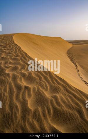 Blick auf Sand und Dünen in Maspalomas, Gran Canaria, Kanarische Inseln, Spanien, Europa Stockfoto