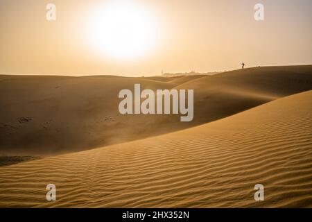 Blick auf Sand und Dünen in Maspalomas, Gran Canaria, Kanarische Inseln, Spanien, Europa Stockfoto