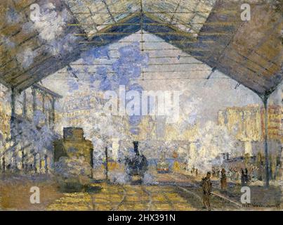 Die Saint-Lazare Station, Öl auf Leinwand Gemälde von Claude Monet, 1877 Stockfoto