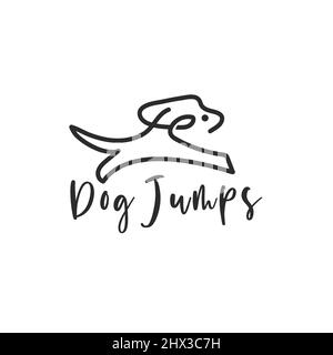 Hund Logo springen Linie Design Stil Vektor-Design Stock Vektor