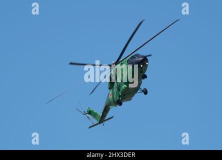 ZHUKOVSKY, RUSSLAND - 01. SEPTEMBER 2019: Demonstration des Hubschraubers Mi-38 der russischen Luftwaffe auf MAKS-2019, Russland. Stockfoto