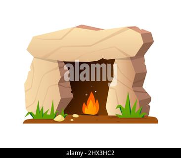 Alte Höhle - flaches Design-Objekt auf weißem Hintergrund Stock Vektor