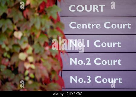 Schilder Für Den Wimbledon-Tennisplatz Stockfoto