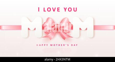 Happy Mother's day rosa Band Blume Dekoration Typografie Stock Vektor