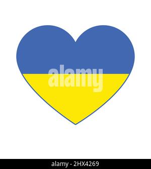 ukrainische Flagge der ukraine in Liebe Herz Form Symbol Logo Symbol Vektor isoliert auf weißem Hintergrund Stock Vektor