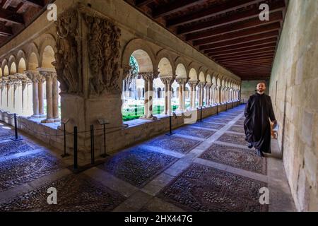 Das Kloster von Santo Domingo de Silos. Burgos. Die romanische Kunst des Klosters ist eine der schönsten, die wir in Spanien finden können. Stockfoto