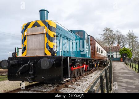 York.Yorkshire.Vereinigtes Königreich.Februar 16. 2022.Im Yorkshire Museum of Farming Ist Ein Zug der britischen Eisenbahnklasse 03 zu sehen Stockfoto