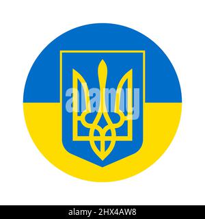 Wappen der Ukraine. Trident-Symbol. Staatsemblem in einem Kreis. Nationales ukrainisches Symbol. Vektorgrafik. Stock Vektor