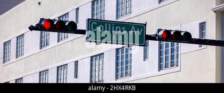 Collins Av A1A Straßenschild in Miami Beach Stockfoto