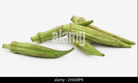 Ganzer Abelmoschus esculentus (Okra) Stockfoto