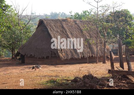 Kambodscha, Mondulkiri, Putang-Dorf, Stammeshaus Stockfoto