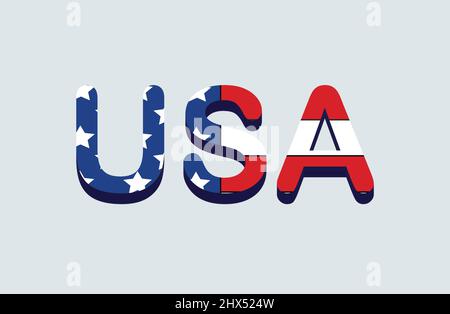 USA Briefe mit amerikanischer Flagge. Vektorgrafik auf weißem Hintergrund. Stock Vektor