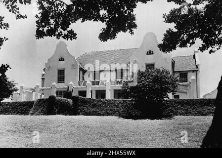 Der König, Der In Natal Bleibt Fotoausstellungen: Botha House, Umoni Park, Natal. Eine Ankündigung des Buckingham Palace besagt, dass der König während seiner Kreuzfahrt im März und April, begleitet von der Königin und Prinzessin Margaret, eine kurze Zeit im Botha House, im südlichen Natal von 2 bleiben wird. Botha House, entsprechend der britischen Chequers, ist die Landresidenz des Premierministers der Union von Südafrika, und wurde der Union von Sir Frank Reynolds, Es ist in der Nähe von 3 Umdoni, 50 Meilen südlich von Durban. 17. Januar 1952. (Foto von Sports and General Press Agency Ltd.) Stockfoto