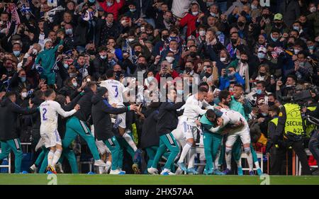 Madrid, Spanien. 09. März 2022. 09. März 2022; Santiago-Bernabeu-Stadion, Madrid, Spanien; Champions-League-Fußball, Runde von 16, 2. Teilstrecken, Real Madrid vs. Paris Saint Germain PSG; 900/Cordon Press Credit: CORDON PRESS/Alamy Live News Stockfoto