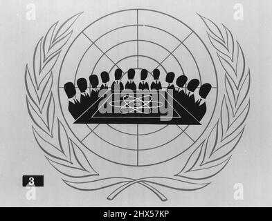 Atomenergie - Probleme Der Internationalen Kontrolle. Die kommission begann ihre Arbeit mit der Formulierung ihrer Regeln und der Einsetzung von Ausschüssen. Während ihrer Sitzungen, die sich über einen Zeitraum von zwei Jahren erstreckten, gaben alle ihre Mitglieder ihre Meinungen zum Umgang mit den aufgeworfenen Problemen bekannt. 12. April 1949. (Foto von den offiziellen Vereinten Nationen). Stockfoto