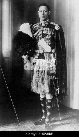 Erstes Bild von König George VI in Highland Militäruniform: Mr. Drummond Young, von Royal Command, in Edinburgh wird der König in der Uniform des Oberst-in-Chief der Cameron Highlanders gezeigt. 10.Mai 1939. (Foto: Sport & General Press Agency, Limited). Stockfoto