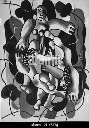 Französische Kunstausstellung in London - 'Study for the Divers', von Fernand Leger (geboren 1881). Damit britische Studenten Beispiele für das sehen können, was in Frankreich von der Ecole de Paris gemalt wurde und wird, veranstaltet die Royal Academy of Art im Burlington House, London, eine Ausstellung der „School of Paris“, die ein halbes Jahrhundert Kunst zeigt. 11. Januar 1951. (Foto von Associated Press Photo). Stockfoto