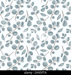 Eukalyptus floral Aquarell Nahtloses Muster. Vektor-Illustration tropisches Grün Zweige Hintergrund für Hochzeiten. Stock Vektor