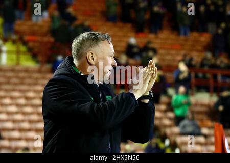 Oakwell, Barnsley, England - 8.. März 2022 Michael O'Neill Manager von Stoke - vor dem Spiel Barnsley gegen Stoke City, Sky Bet EFL Championship 2021/22, in Oakwell, Barnsley, England - 8.. März 2022, Credit: Arthur Haigh/WhiteRoseFotos/Alamy Live News Stockfoto