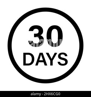30 Tage Geld-zurück-Garantie Symbolvektor für Grafikdesign, Logo, Website, Social Media, mobile App, UI-Abbildung Stock Vektor