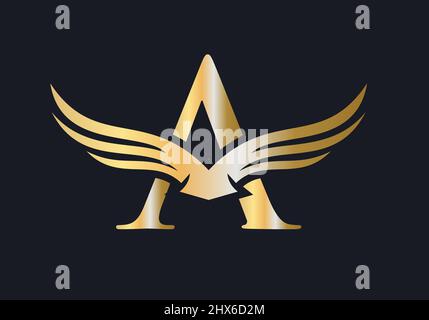 Ein Logo-Design mit Briefflügel. Initial Flying Wing A Letter Logo. Schreiben Sie Ein Logo und Flügel Konzept Stock Vektor