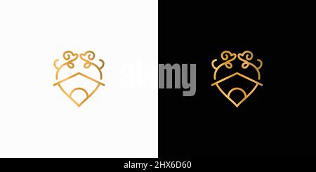 Minimalistisches und luxuriöses Tierpflege-Logo-Design Stock Vektor