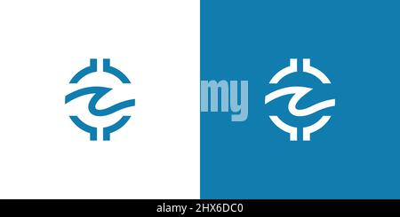 Das Logo mit den Buchstaben C Initialen ist eine Kombination aus modernen und raffinierten Wasserwellen Stock Vektor