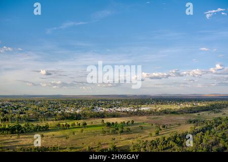 Luftaufnahme der Bergbaudienststadt Moranbah Queensland Australien Stockfoto