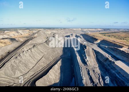 Luftaufnahme der Tagebaumine Caval Ridge in der Nähe von Moranbah Central Queensland Australia Stockfoto