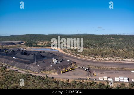 Luftaufnahme des Kohlebergbaus in der Nähe von Moranbah Central Queensland australia Stockfoto