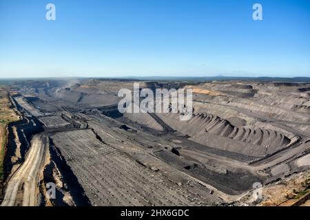 Luftaufnahme der Tagebaumine Peak Downs in der Nähe von Moranbah Central Queensland Australia Stockfoto