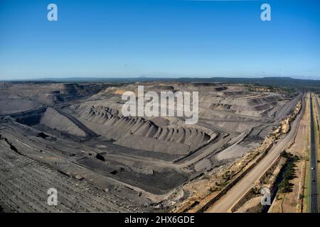 Luftaufnahme der Tagebaumine Peak Downs in der Nähe von Moranbah Central Queensland Australia Stockfoto