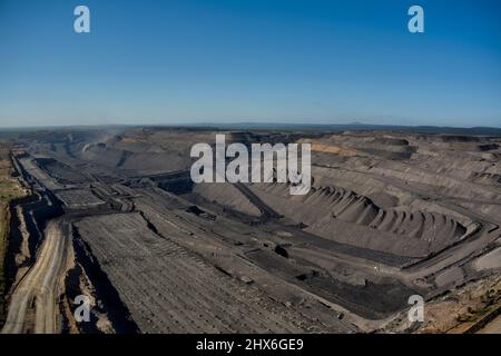 Luftaufnahme der Tagebaumine Peak Downs in der Nähe von Moranbah Central Queensland Australia Stockfoto