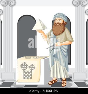 Pythagoras Philosoph in Cartoon-Stil Illustration Stock Vektor