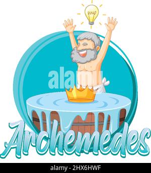 Archimedes in Badewanne Cartoon Illustration Stock Vektor