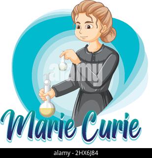 Porträt von Marie Curie in Cartoon-Stil Illustration Stock Vektor