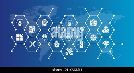 Kreative editierbare Symbole Design Illustration. Innovation, Startup, Artwork, Projekt, Idea Icon Promotion Banner für grafisches Webdesign. Stock Vektor
