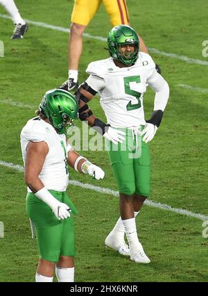 (FOTOS).der ehemalige Verteidigungsende der Oregon Ducks (5) Kayvon Thibodeaux soll im NFL Draft 2022 in die Top 5 gehen, hier ist er am 18. Dezember 2020 zu sehen, der NFL Draft wird am 28. April 2022 in Las Vegas, Nevada, stattfinden.(Pflichtnachweis: Jose/MarinMedia.org/Cal Sport Media) (Absolute Complete Photographer, und Credits erforderlich) Stockfoto