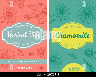 Kräutertee umweltbewusst getrocknete Schnittblätter Vektor Stock Vektor