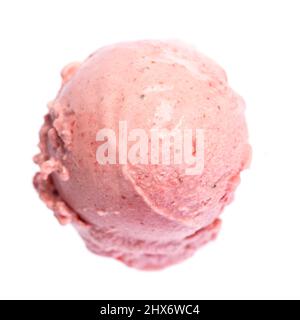 Draufsicht auf die Eisschaufel der Erdbeere Stockfoto