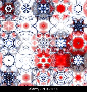 Nahtloses Muster mit bunten Schneeflocken. Design für Weihnachten und Neujahr Grußkarten, Stoff, Geschenkpapier, Einladung, Briefpapier. Stockfoto