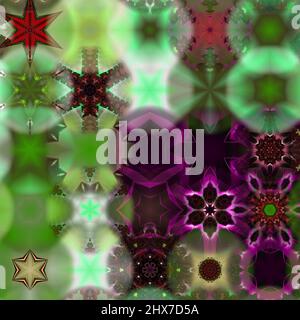 Nahtloses Muster mit bunten Schneeflocken. Design für Weihnachten und Neujahr Grußkarten, Stoff, Geschenkpapier, Einladung, Briefpapier. Stockfoto