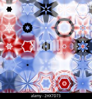 Nahtloses Muster mit bunten Schneeflocken. Design für Weihnachten und Neujahr Grußkarten, Stoff, Geschenkpapier, Einladung, Briefpapier. Stockfoto