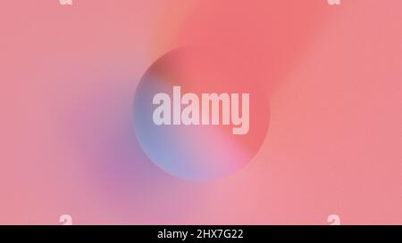 Heller Ball mit farbigem 3d-Rendergradient, der auf der Oberfläche schwebt. Kreativer Minimalismus mit einfacher geometrisch runder Form. Futuristischer Planet im abstrakten Raum Stockfoto