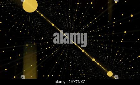 Die Kamera bewegt sich in eine unendliche 3D-Raster-Schleife. High Definition-Bewegungshintergrund mit einem unendlichen Tunnel aus bunten Linien und Formen rotieren Stockfoto