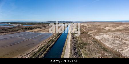 Le Canal de la Robine de Port La Nouvelle vers Narbonne Stockfoto